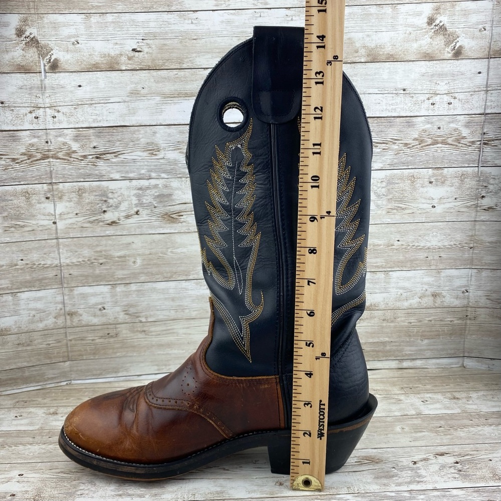 Durango Cowboy Black & Brown Pull On Leather Boots- Mens size 8.5 EE - Picture 11 of 17